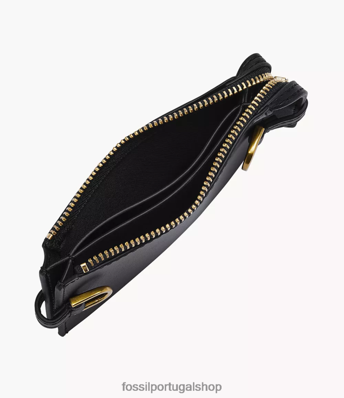 Fossil mulheres capa de cartão de couro kier cactus preto carteira 40NJ6Z756