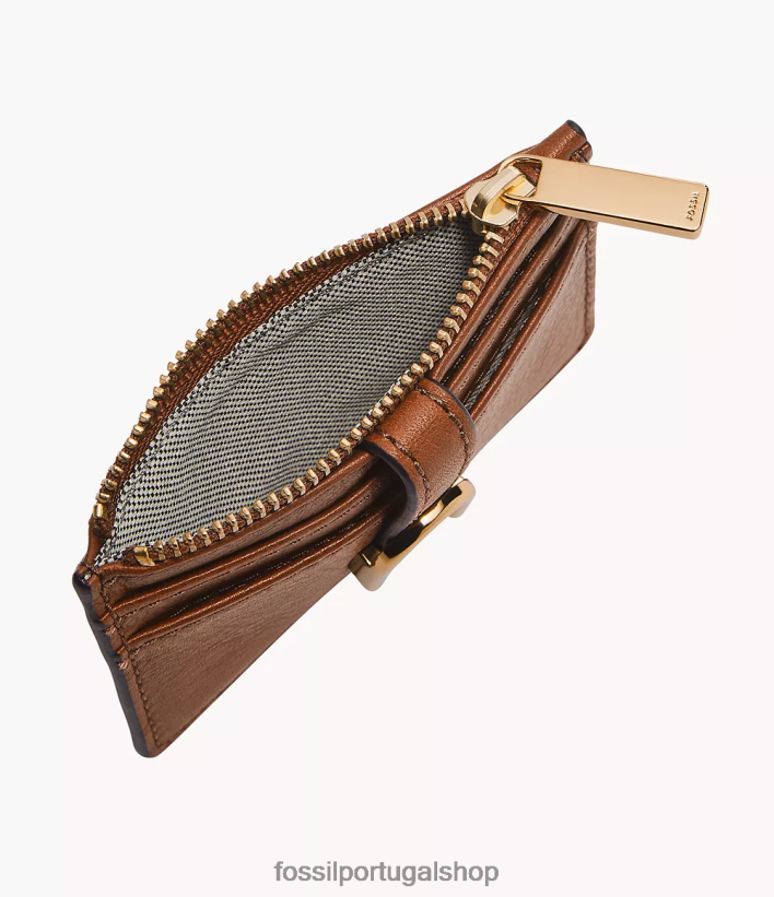Fossil mulheres estojo para cartão zip vada marrom carteira 40NJ6Z800