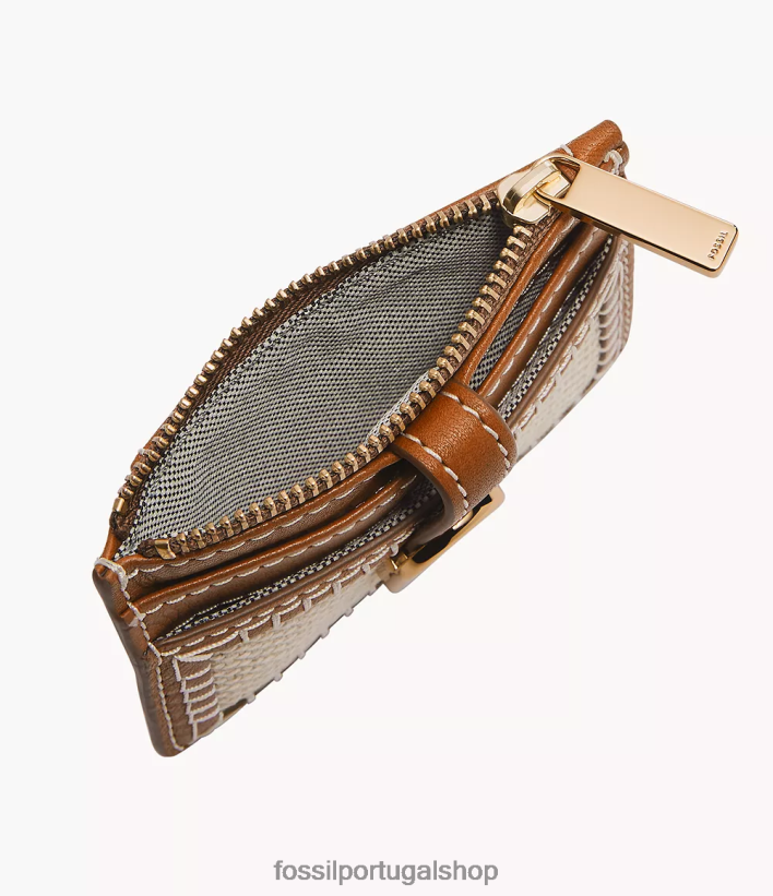 Fossil mulheres estojo para cartão zip vada marrom claro carteira 40NJ6Z762