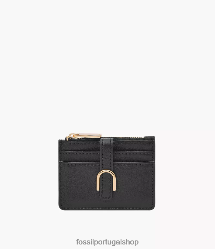 Fossil mulheres estojo para cartão zip vada preto carteira 40NJ6Z761