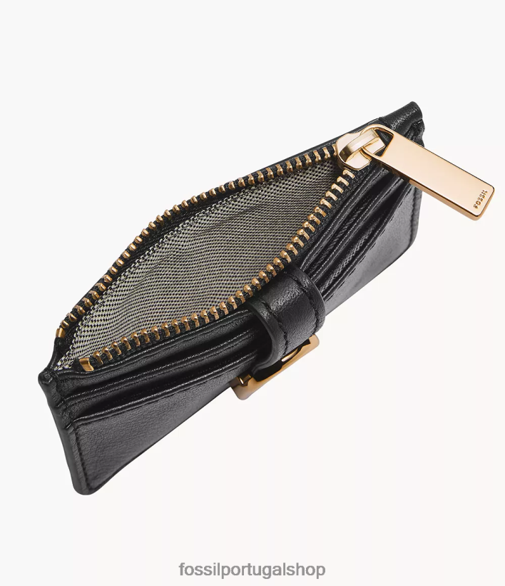 Fossil mulheres estojo para cartão zip vada preto carteira 40NJ6Z761