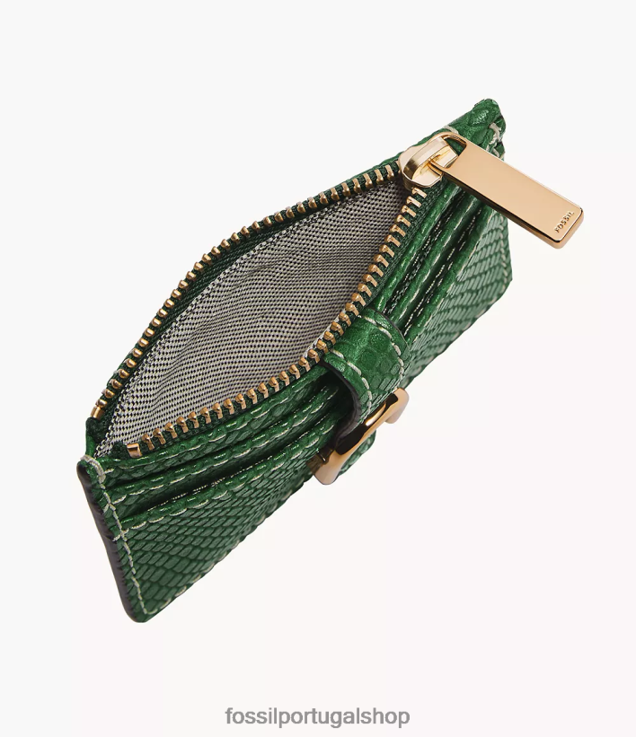Fossil mulheres estojo para cartão zip vada verde carteira 40NJ6Z760