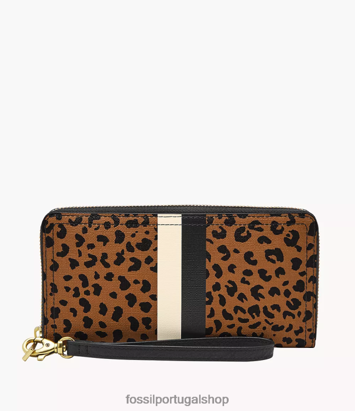 Fossil mulheres Logan RFID zip em torno da embreagem Estampa de animal carteira 40NJ6Z827