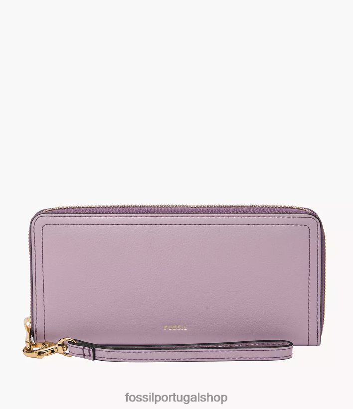 Fossil mulheres Logan zip em torno da embreagem roxo carteira 40NJ6Z786