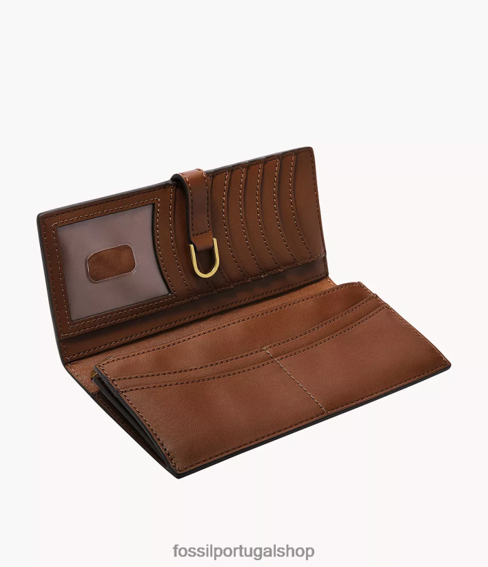 Fossil mulheres clutch com aba de couro kier cactus marrom carteira 40NJ6Z811