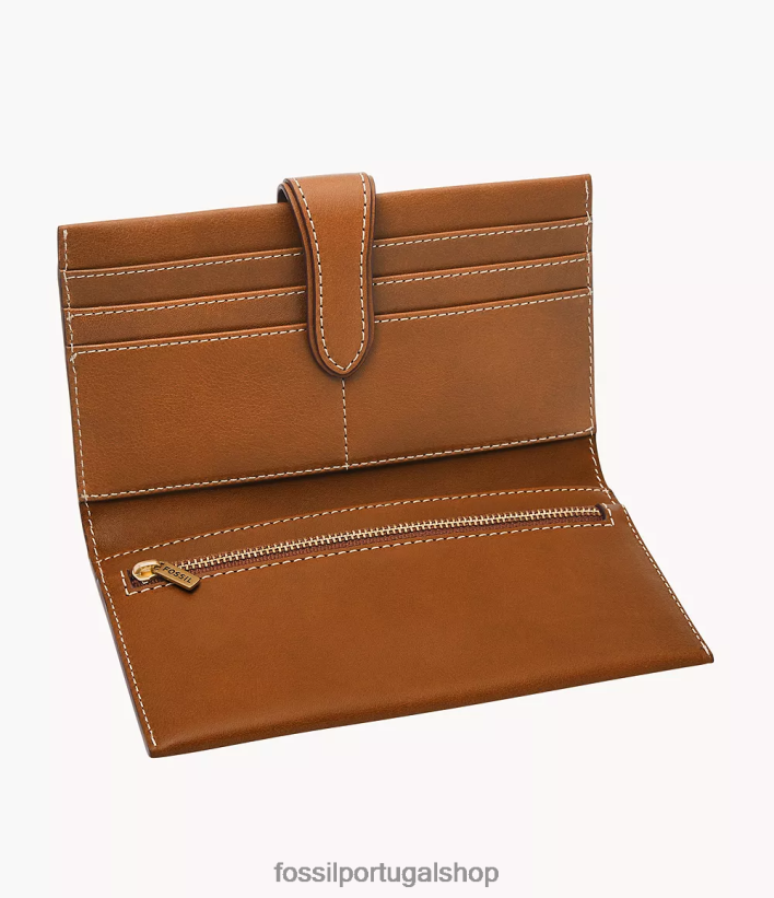 Fossil mulheres clutch com aba tremont conhaque carteira 40NJ6Z809