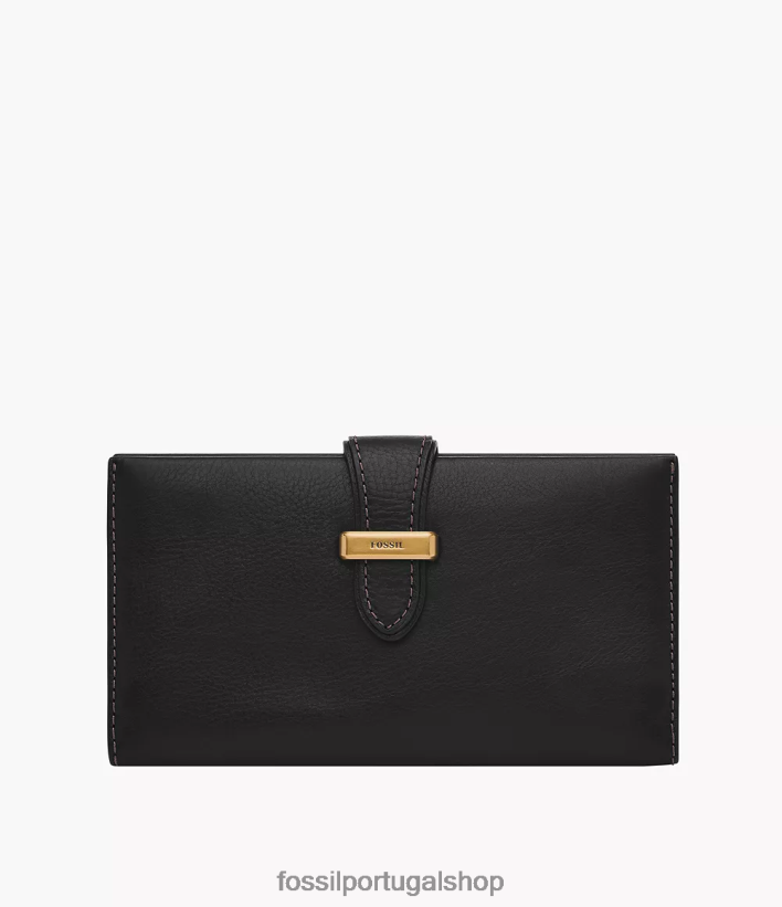 Fossil mulheres clutch com aba tremont preto carteira 40NJ6Z817