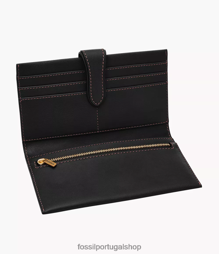 Fossil mulheres clutch com aba tremont preto carteira 40NJ6Z817