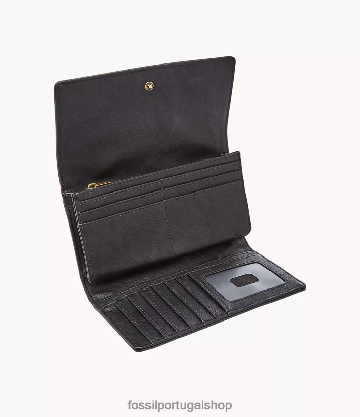 Fossil mulheres embreagem de aba logan rfid preto carteira 40NJ6Z803