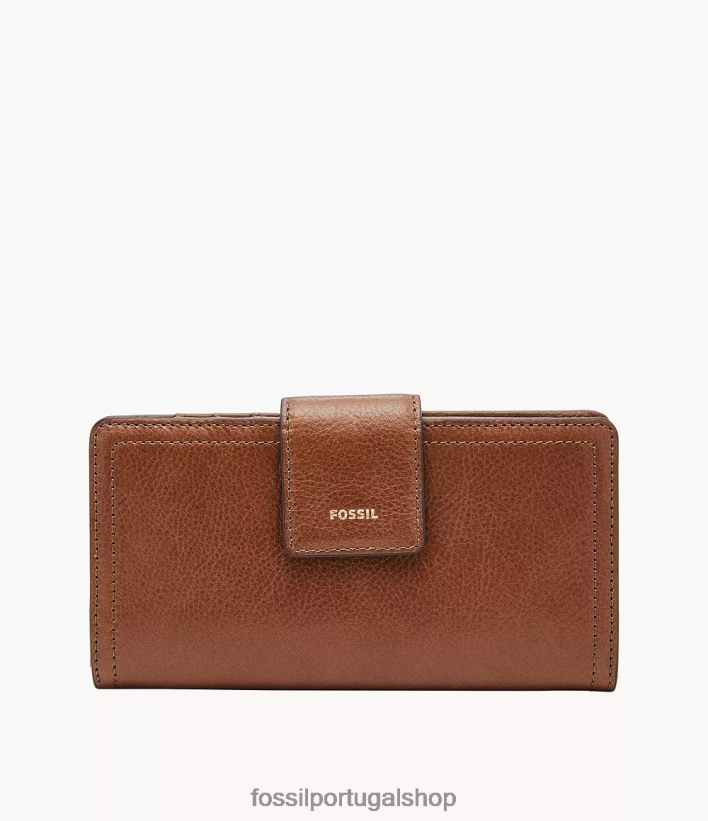 Fossil mulheres embreagem logan rfid marrom carteira 40NJ6Z802
