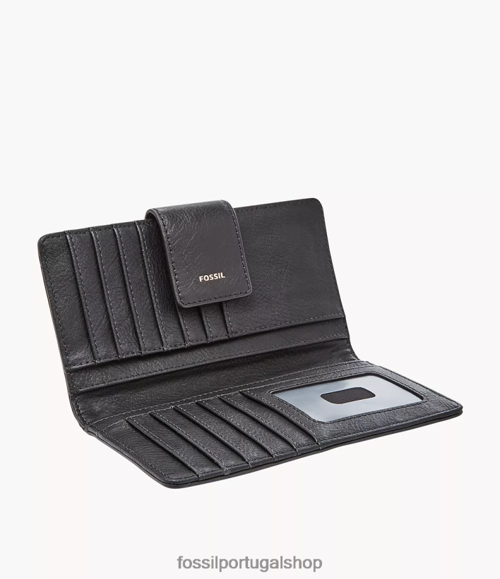Fossil mulheres embreagem logan rfid preto carteira 40NJ6Z804
