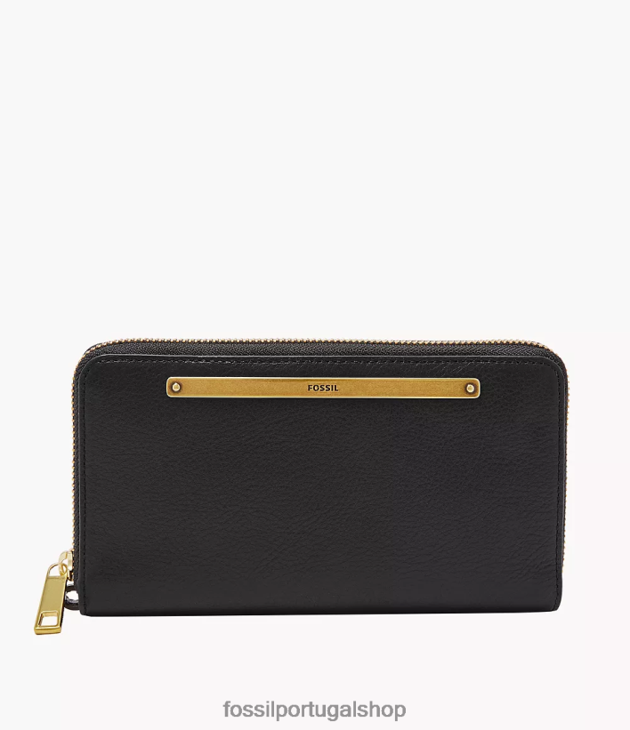 Fossil mulheres liza zip around clutch preto carteira 40NJ6Z813
