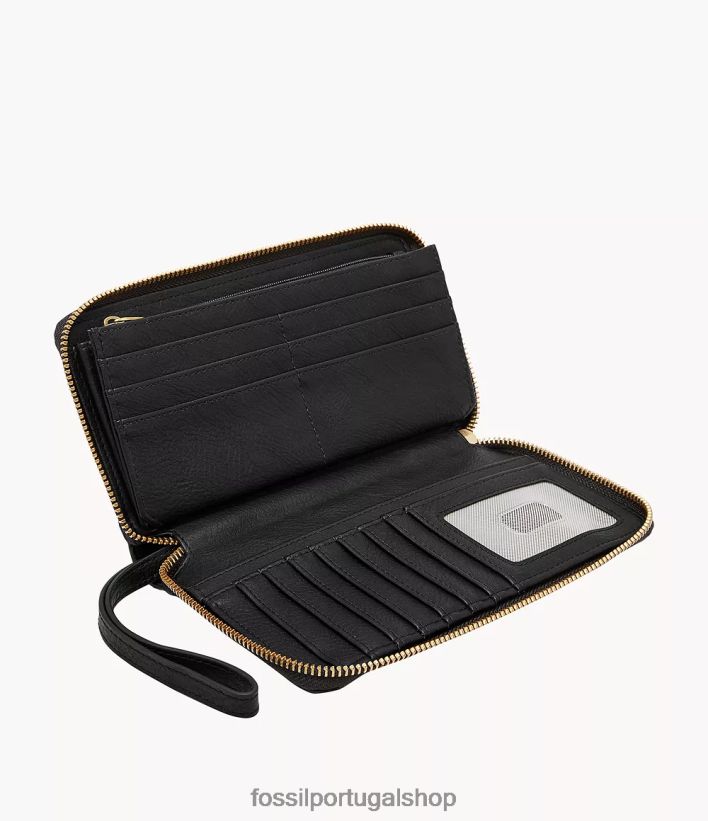 Fossil mulheres liza zip around clutch preto carteira 40NJ6Z813