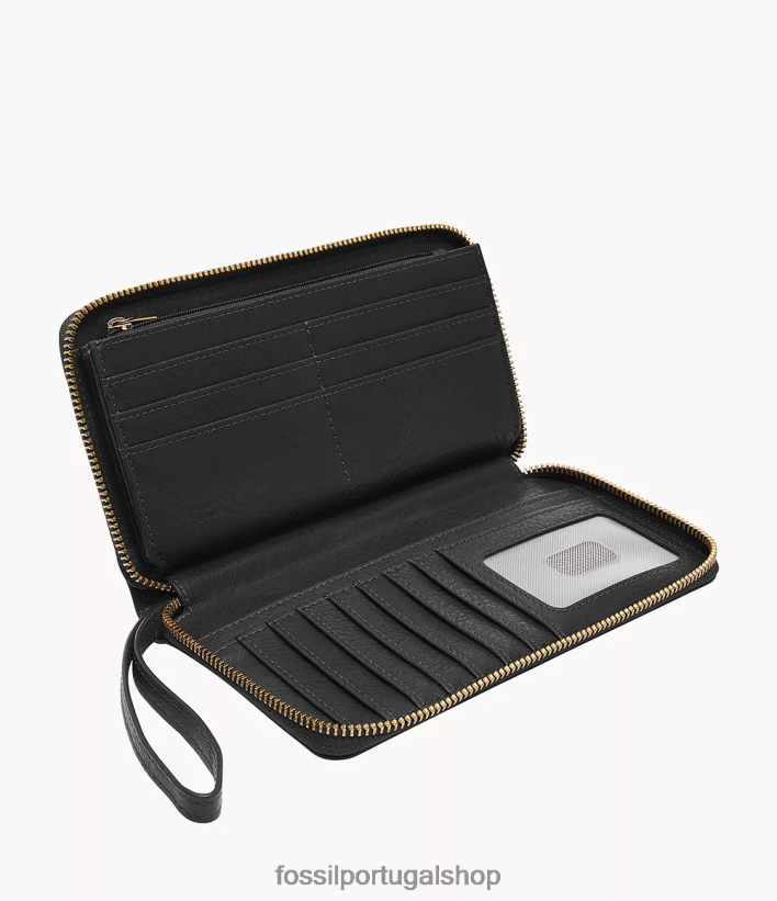 Fossil mulheres liza zip around clutch preto carteira 40NJ6Z815