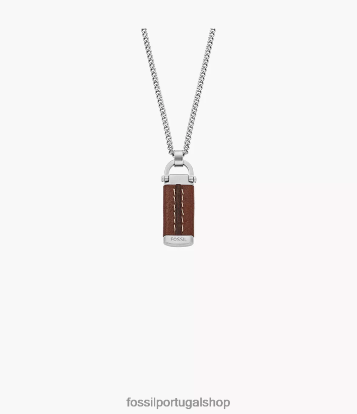 Fossil homens colar com pingente de aço inoxidável Heritage D-Link Castanho médio joia 40NJ6Z1921