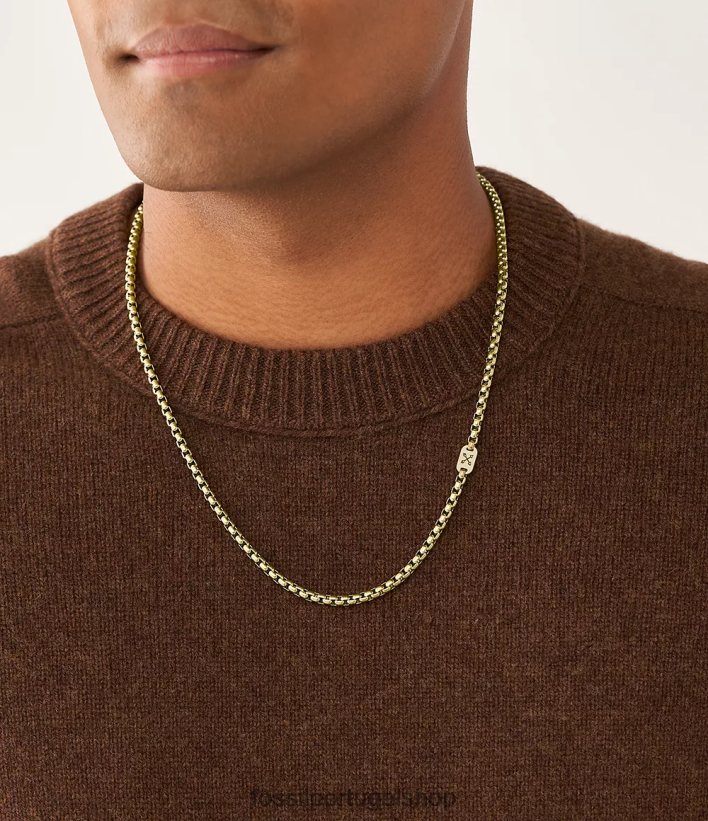 Fossil homens colar de corrente de aço inoxidável aventureiro tom de ouro joia 40NJ6Z1911