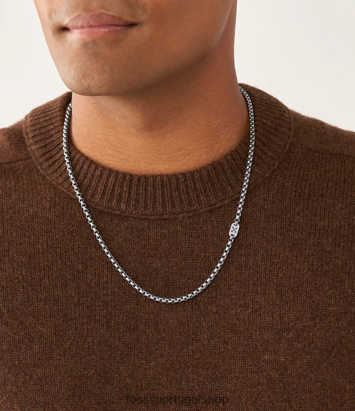 Fossil homens colar de corrente de aço inoxidável aventureiro tom prata joia 40NJ6Z1908