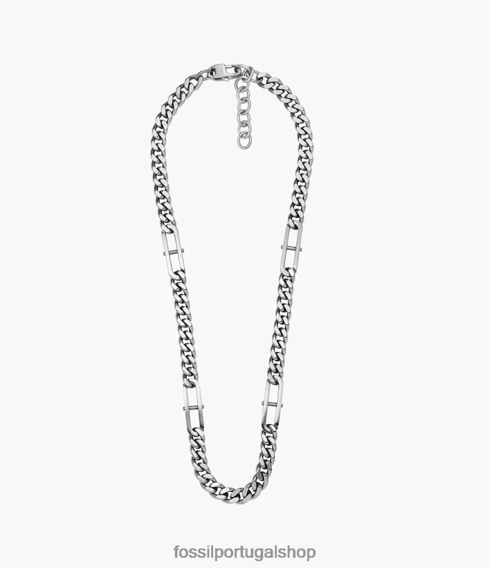 Fossil homens colar de corrente de aço inoxidável d-link Heritage tom prata joia 40NJ6Z1915