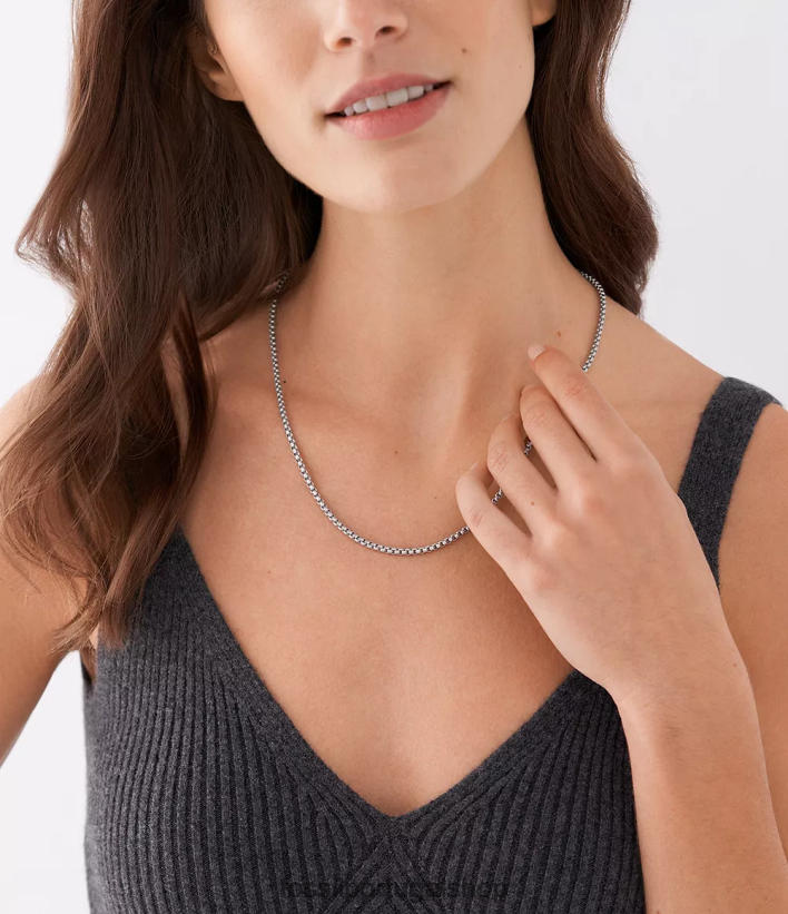 Fossil homens colar de corrente de aço inoxidável empilhado tom prata joia 40NJ6Z1906