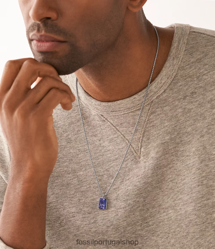 Fossil homens colar de corrente de sodalita todo empilhado azul joia 40NJ6Z1910