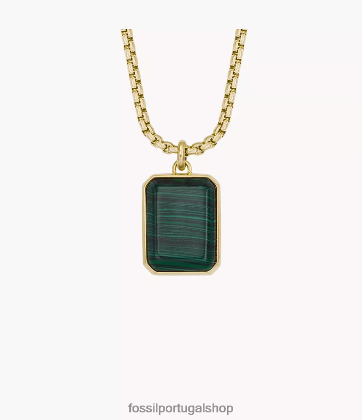 Fossil homens colar de dog tag todo empilhado malaquita verde reconstituída joia 40NJ6Z1904