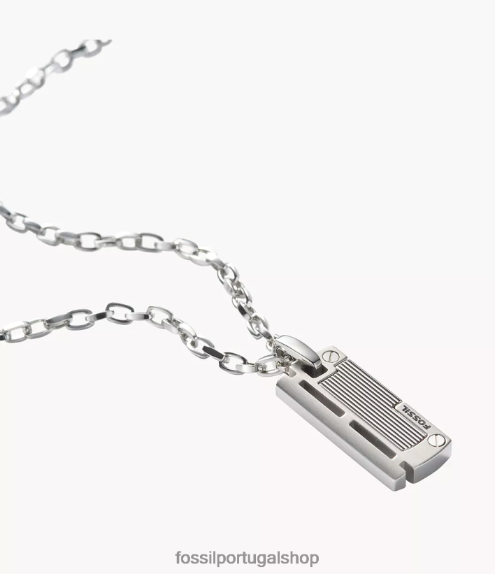 Fossil homens colar prata joia 40NJ6Z1954
