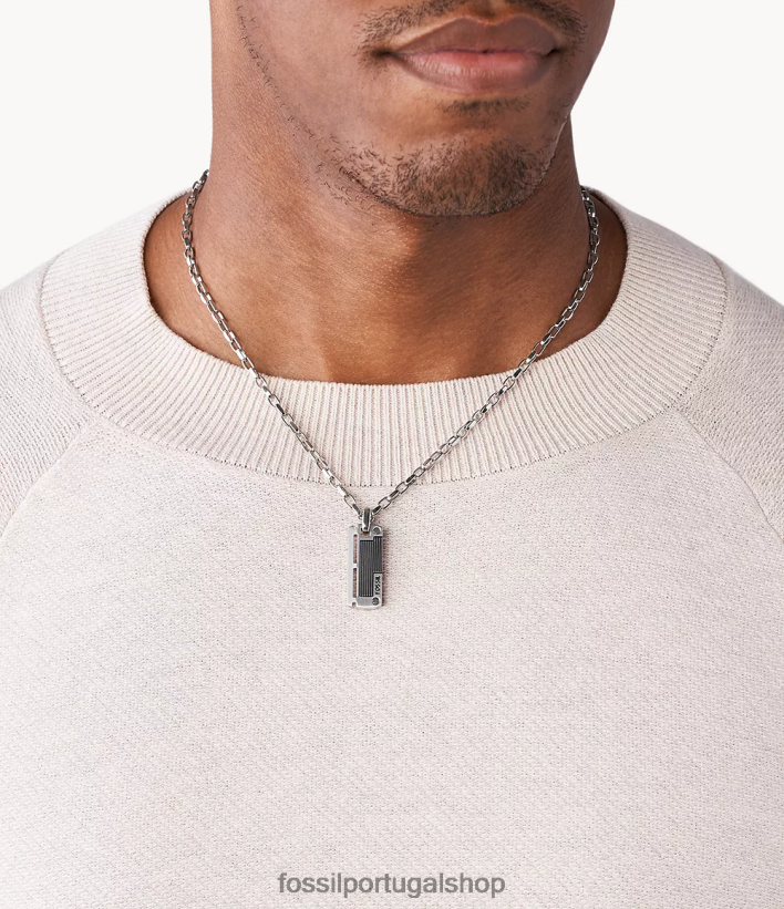 Fossil homens colar prata joia 40NJ6Z1954