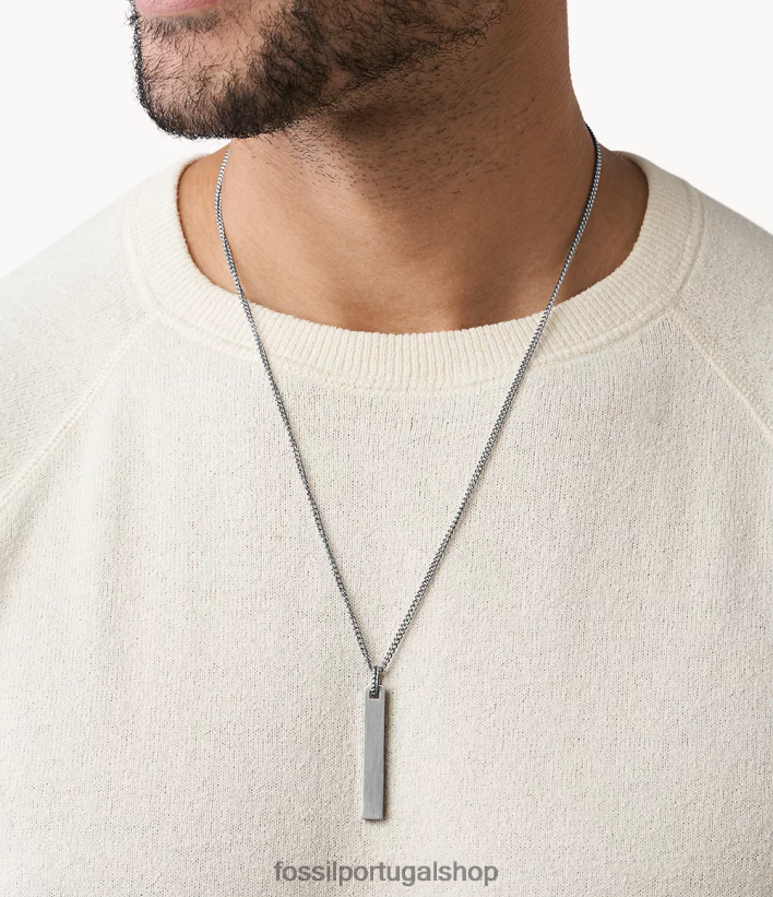 Fossil homens colar vintage casual com pingente de aço inoxidável tom prata joia 40NJ6Z1901