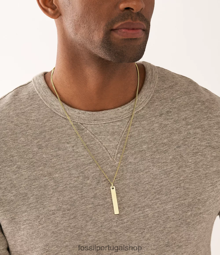 Fossil homens desenhou colar de corrente de aço inoxidável tom de ouro joia 40NJ6Z1903