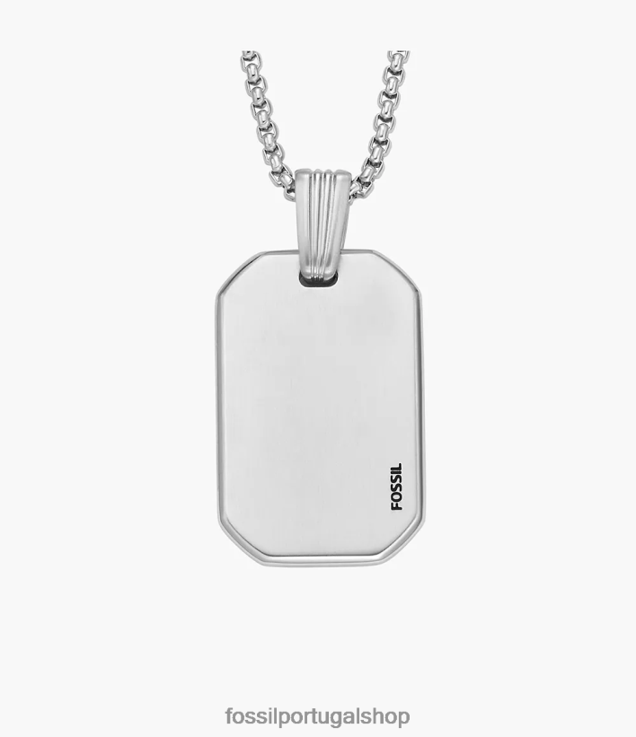 Fossil homens desenhou colar de corrente de aço inoxidável tom prata joia 40NJ6Z1914