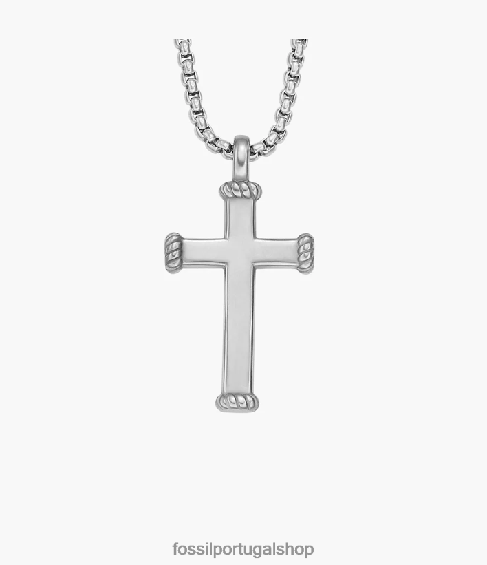 Fossil homens momentos significativos colar com pingente de aço inoxidável tom prata joia 40NJ6Z1920