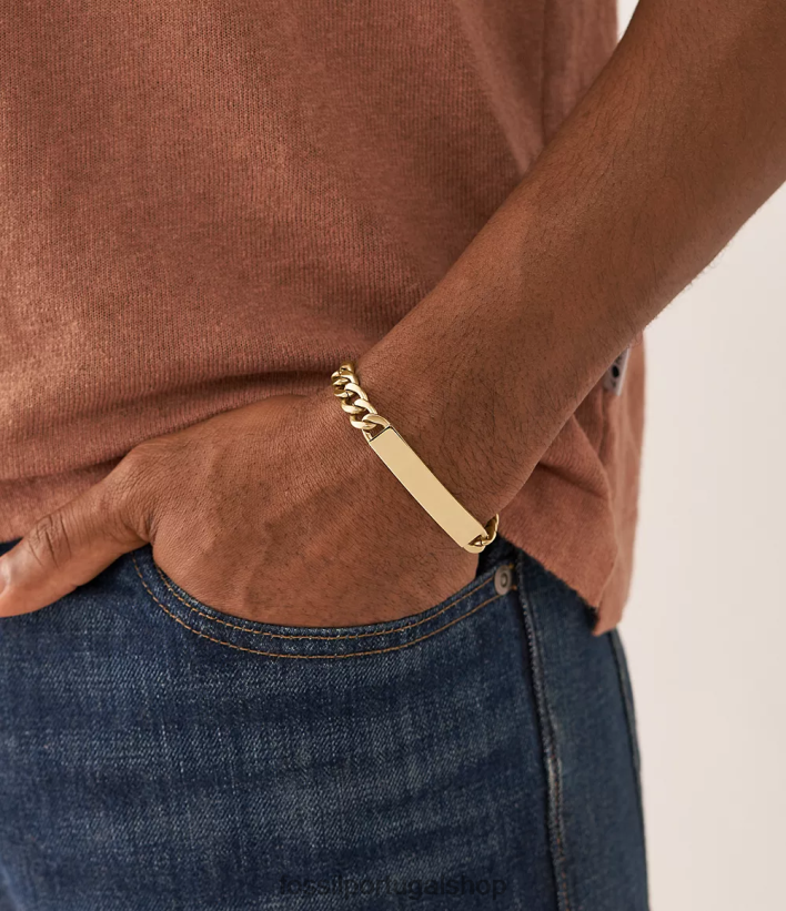 Fossil homens desenhou pulseira de corrente de aço inoxidável tom de ouro joia 40NJ6Z1846