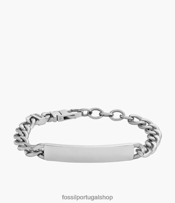 Fossil homens desenhou pulseira de identificação de aço inoxidável tom prata joia 40NJ6Z1857