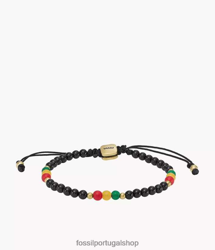 Fossil homens mês da história pulseira de contas de ônix e jade preto joia 40NJ6Z1942