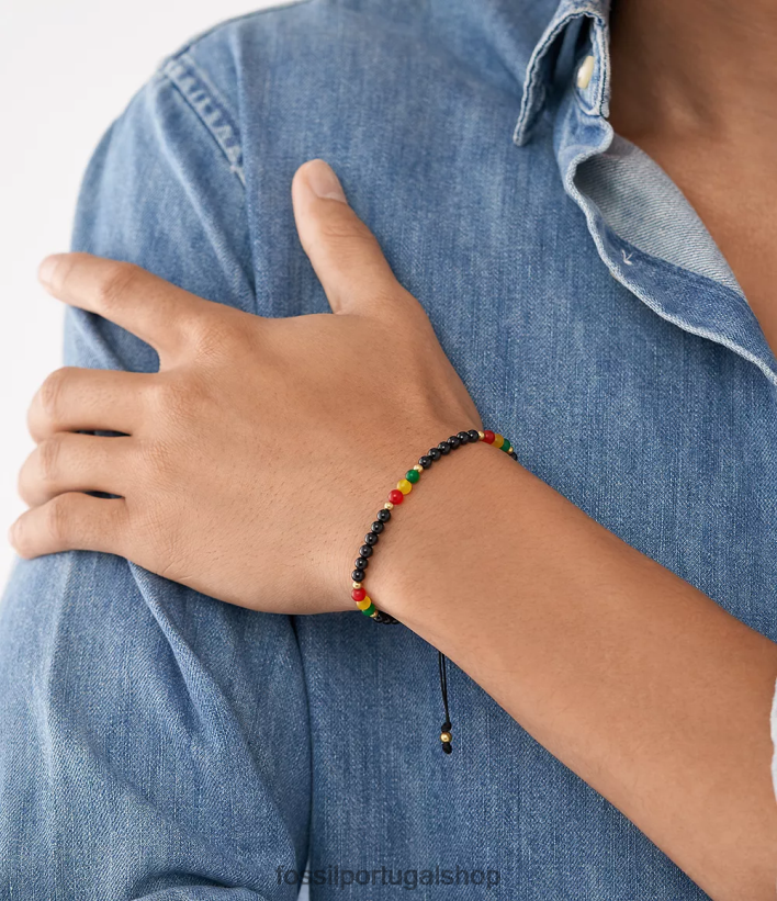 Fossil homens mês da história pulseira de contas de ônix e jade preto joia 40NJ6Z1942