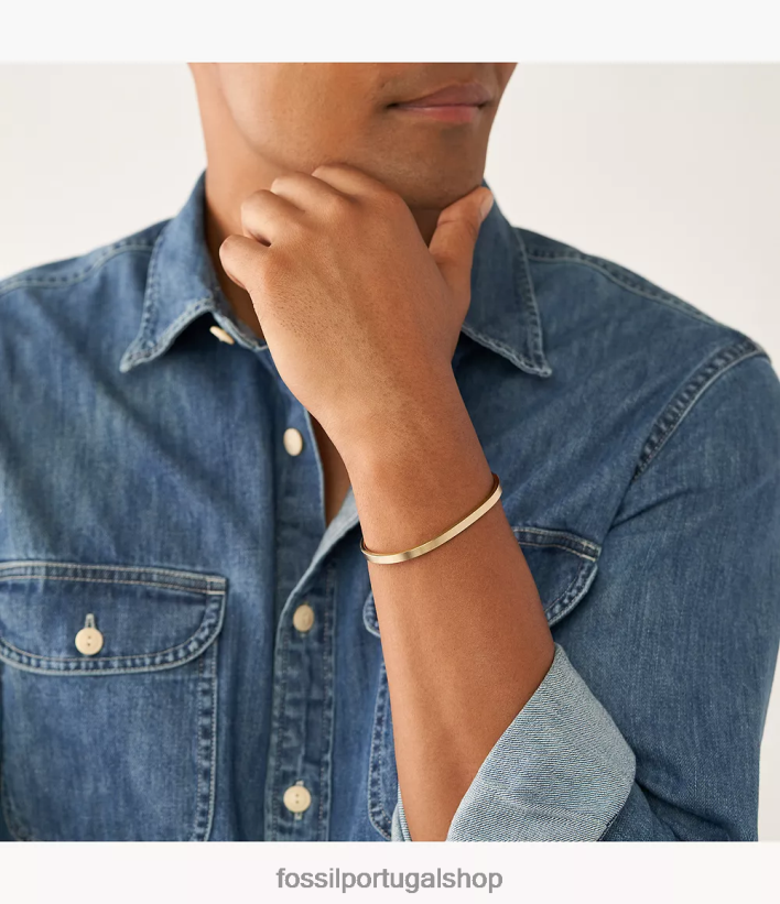 Fossil homens pulseira americana moderna em aço inoxidável tom de ouro joia 40NJ6Z1881