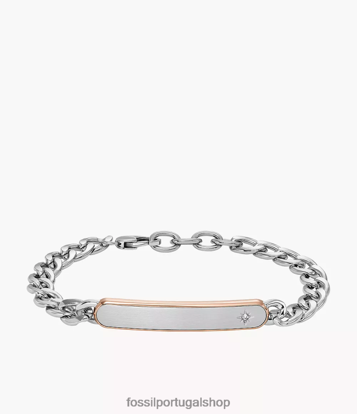 Fossil homens pulseira clássica de corrente de aço inoxidável dois tons joia 40NJ6Z1888