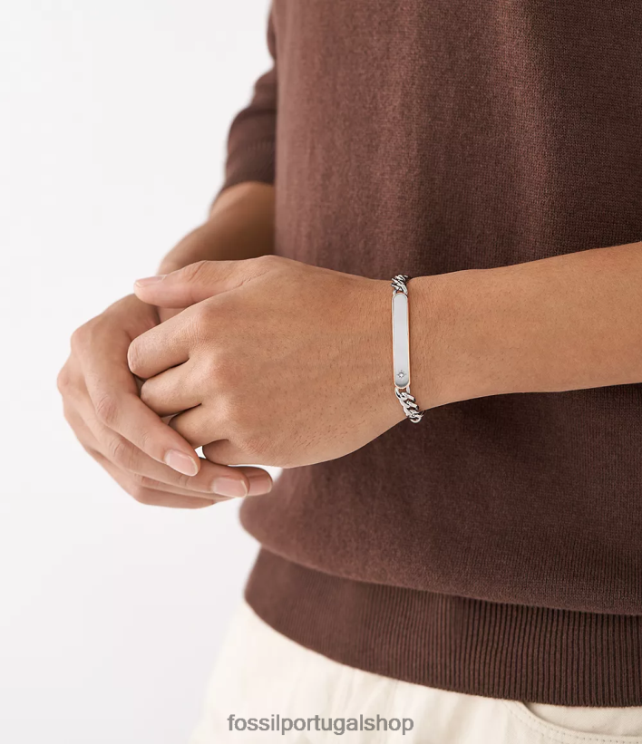 Fossil homens pulseira clássica de corrente de aço inoxidável dois tons joia 40NJ6Z1888