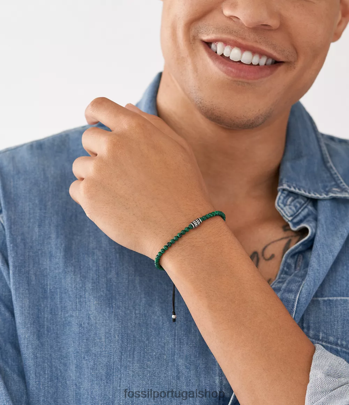 Fossil homens pulseira de contas de malaquita reconstituída verde joia 40NJ6Z1886