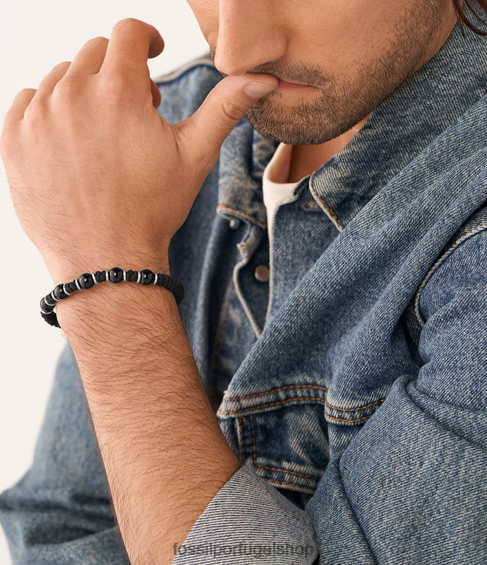 Fossil homens pulseira de contas de ônix preto joia 40NJ6Z1867