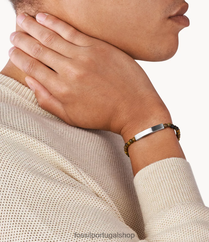 Fossil homens pulseira de contas olho de tigre joia 40NJ6Z1854