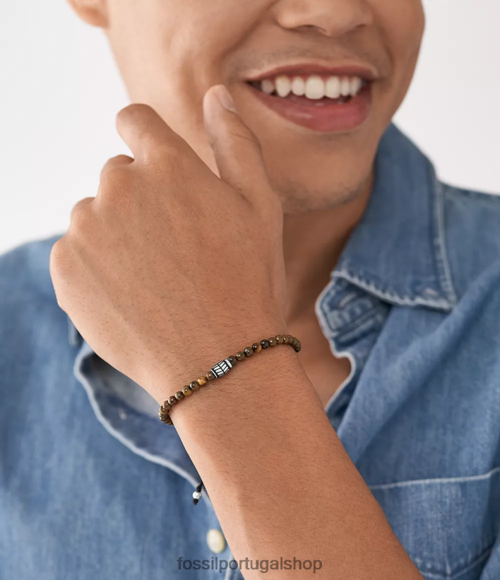 Fossil homens pulseira de contas olho de tigre joia 40NJ6Z1870