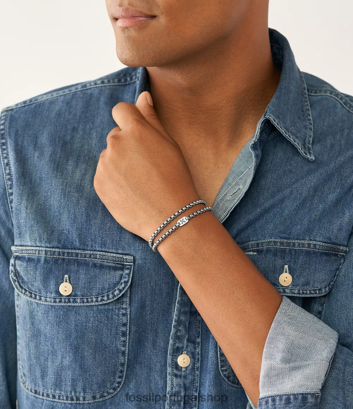 Fossil homens pulseira de corrente de aço inoxidável aventureiro tom prata joia 40NJ6Z1874