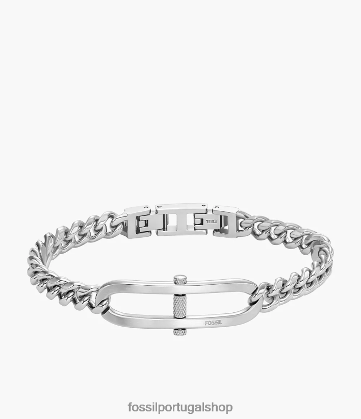 Fossil homens pulseira de corrente de aço inoxidável d-link Heritage tom prata joia 40NJ6Z1875