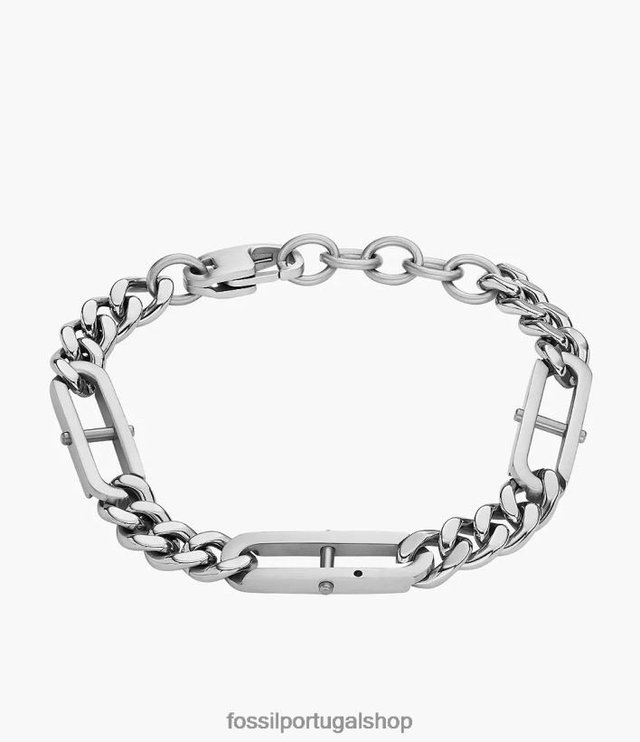 Fossil homens pulseira de corrente de aço inoxidável d-link Heritage tom prata joia 40NJ6Z1898