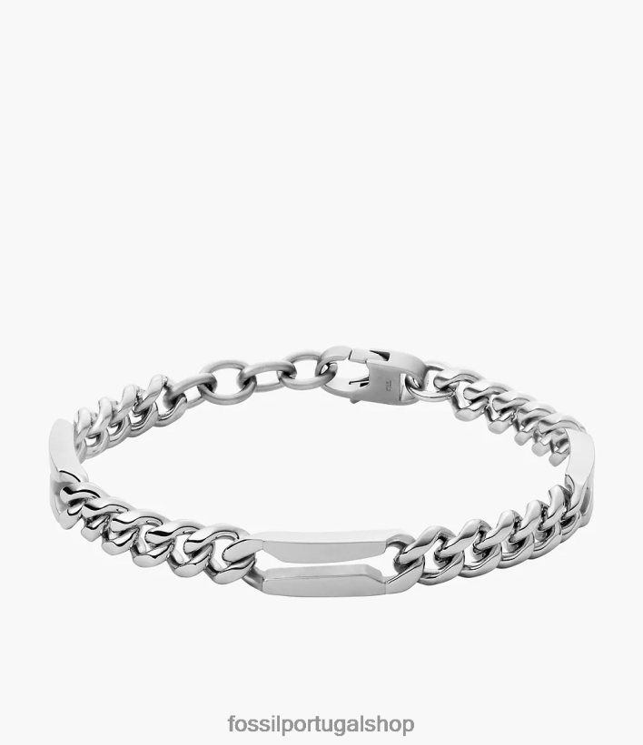 Fossil homens pulseira de corrente de aço inoxidável tom prata joia 40NJ6Z1899