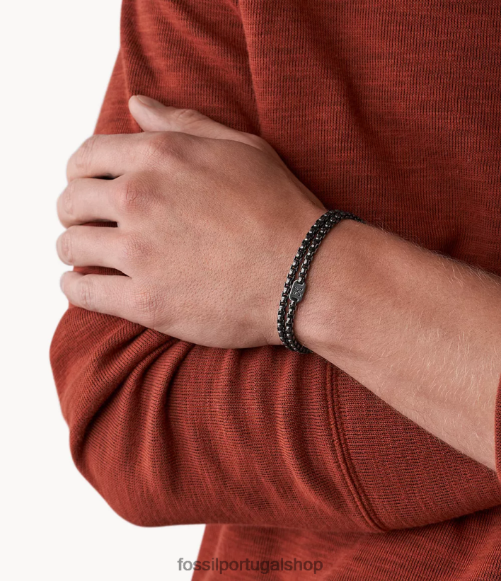 Fossil homens pulseira de corrente de aço inoxidável vintage casual aventureiro tom prata joia 40NJ6Z1858