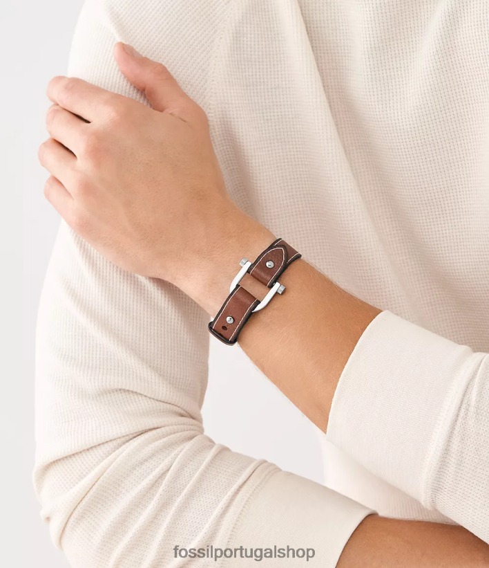 Fossil homens pulseira de couro d-link Heritage Castanho médio joia 40NJ6Z1879