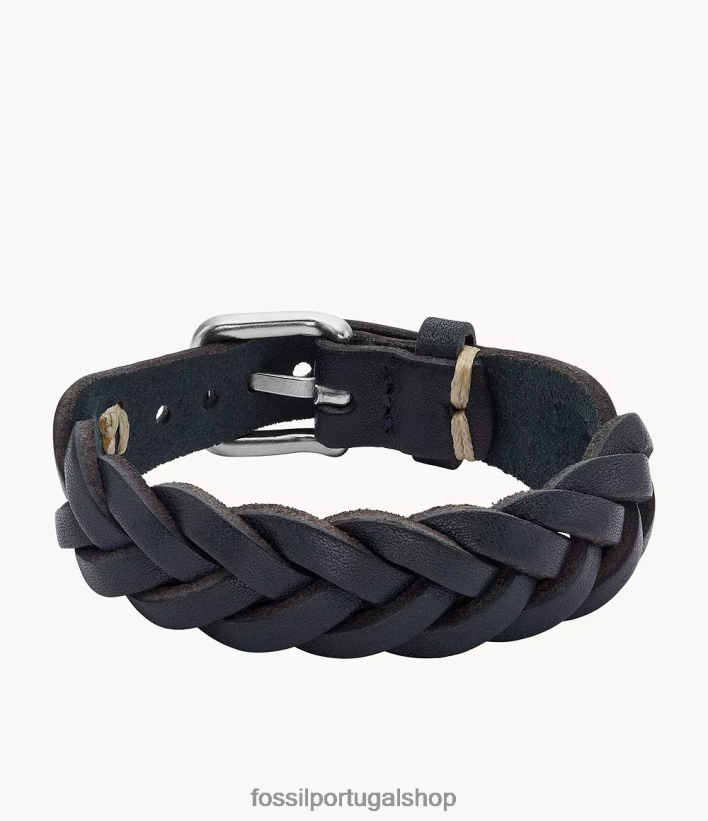 Fossil homens pulseira de couro essencial com pulseira de couro marinha joia 40NJ6Z1897