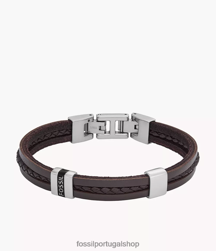Fossil homens pulseira de couro essencial com pulseira de couro marrom joia 40NJ6Z1880